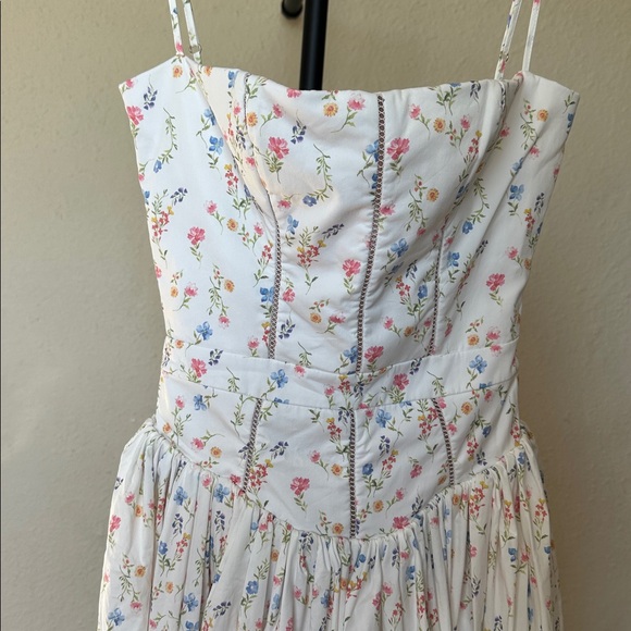 HOUSE OF CB XS  A-C Ysabella' White Posy Print Cotton Maxi Sundress NWOT - Picture 10 of 13